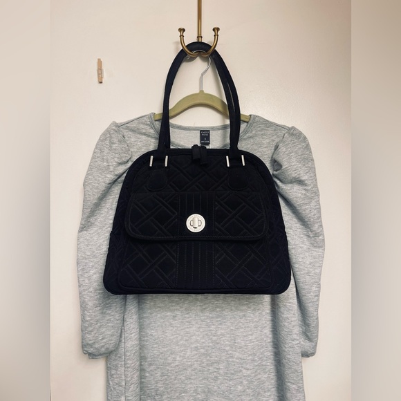 Vera Bradley Handbags - Vera Bradley Black Bowler Purse w/ Turn Lock Clasp